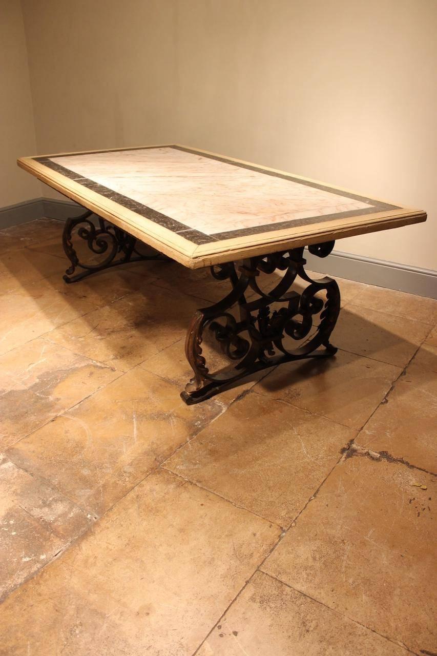 French Metal Table with Marble Top, circa 1900 1