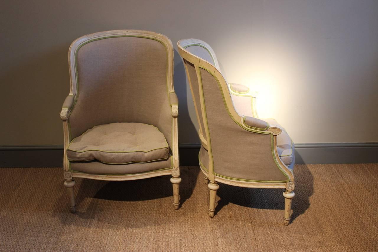 Pair of 19th Century French Painted Armchairs In Excellent Condition In Gloucestershire, GB