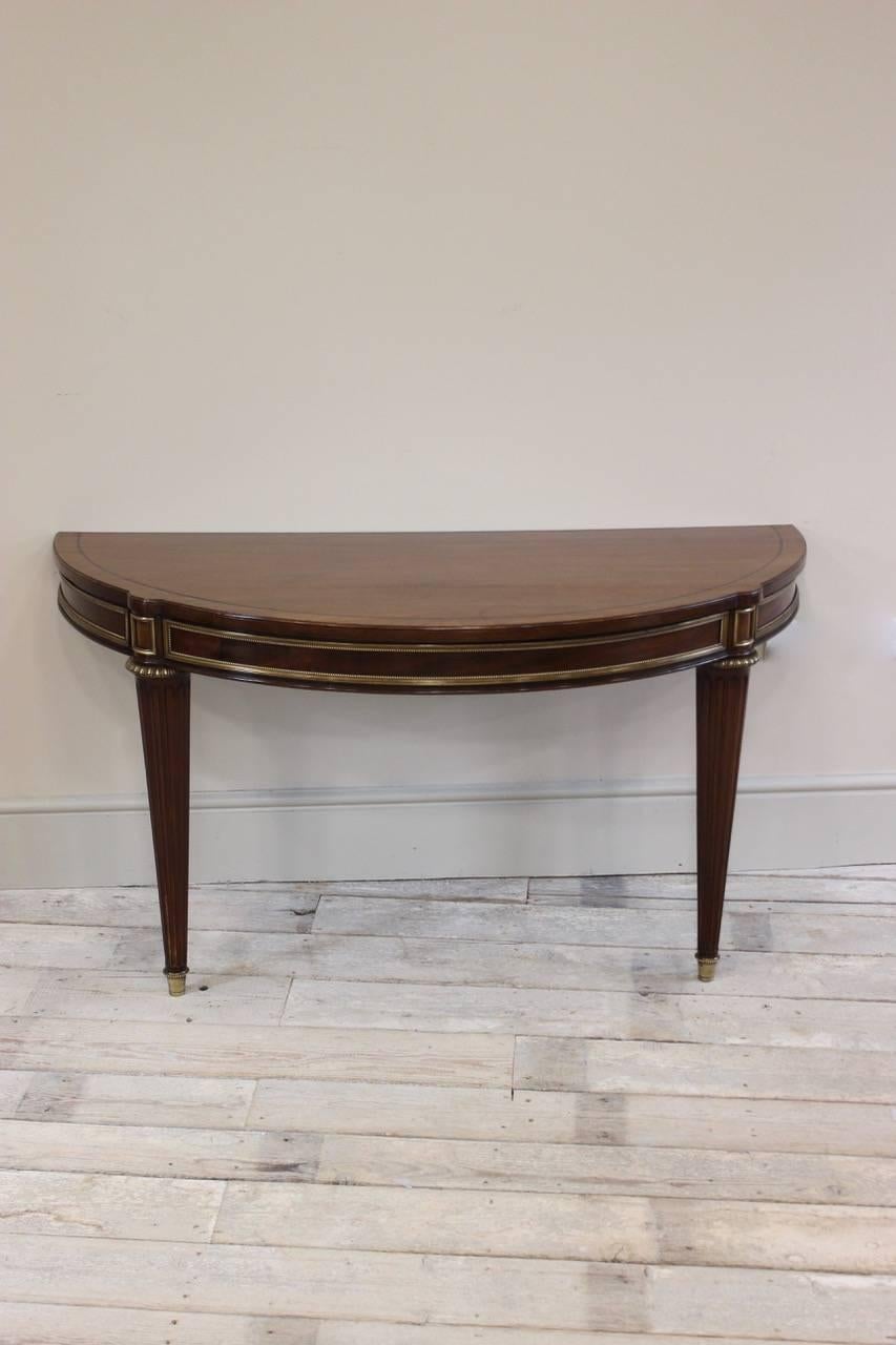 French Pair of Louis XVI Style D-End Mahogany Console Tables