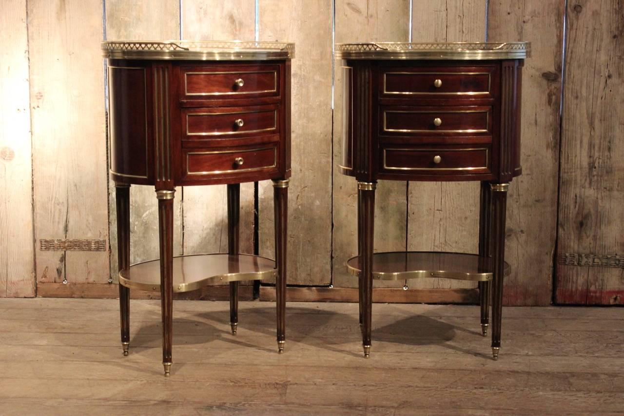 Louis XVI Fine Pair of Napoleon III French Oval Side Tables