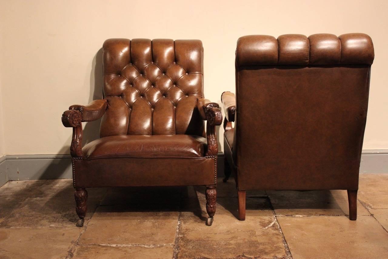 Pair of 19th Century Leather Armchairs 4