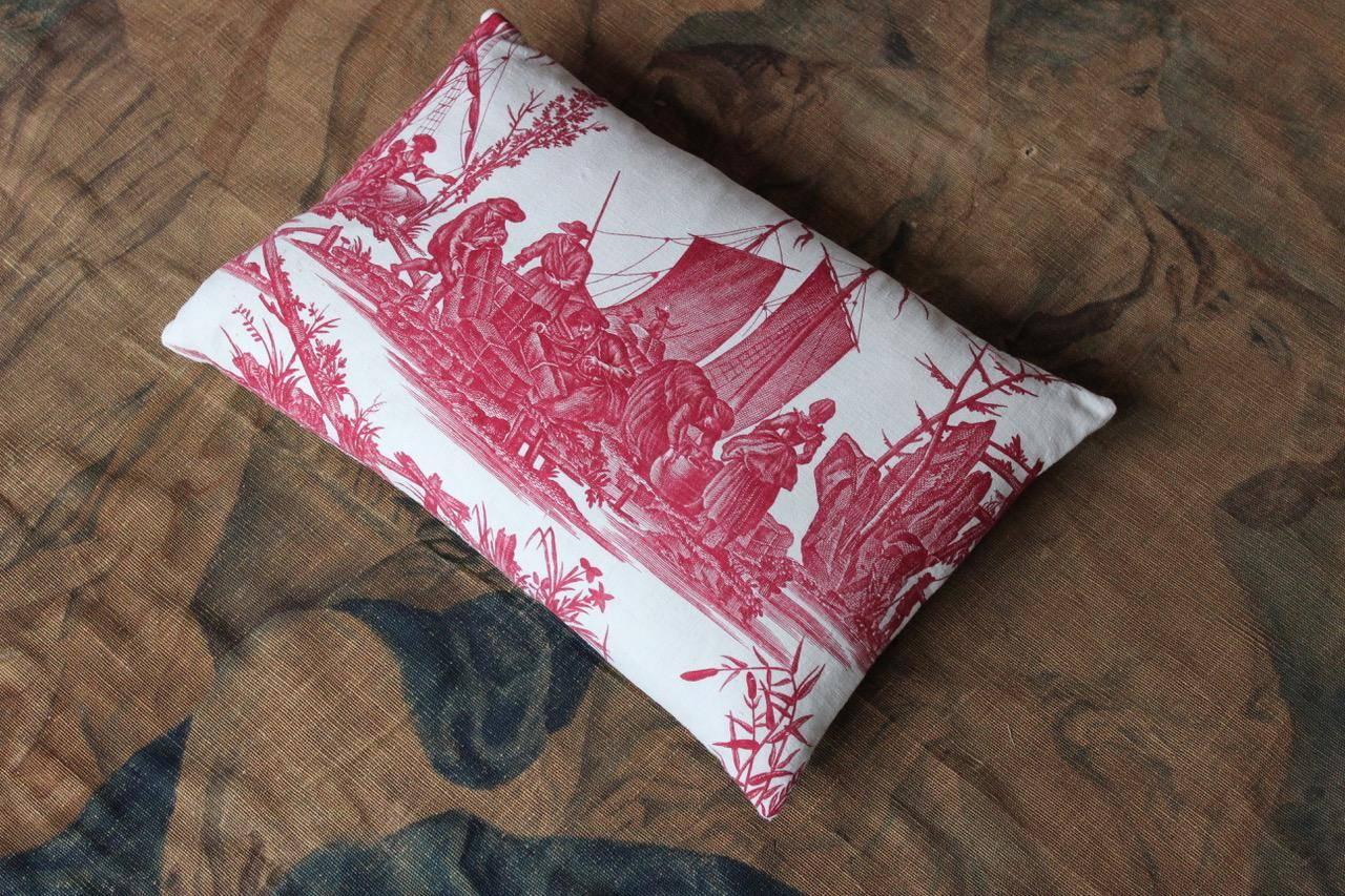 'La Peche Et Le Commerce Maritime' 18th Century French Toile de Jouy Cushion 2