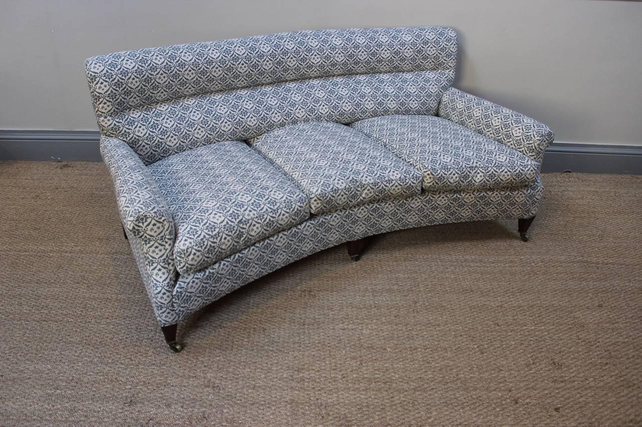 Edwardian 1950s English Country House Curved Sofa by Howard and Sons