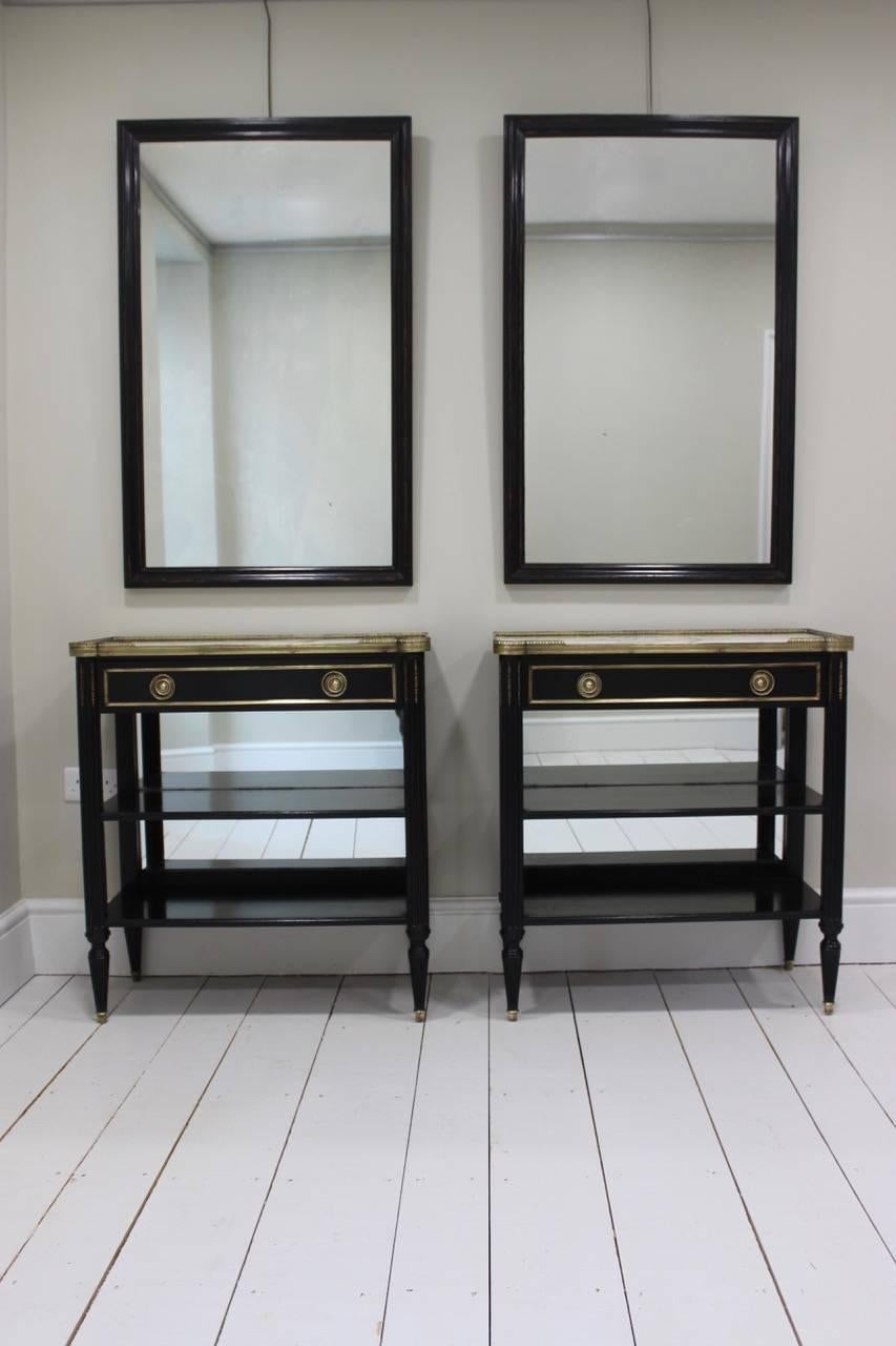 French Pair of 19th Century Ebonised Mirrors