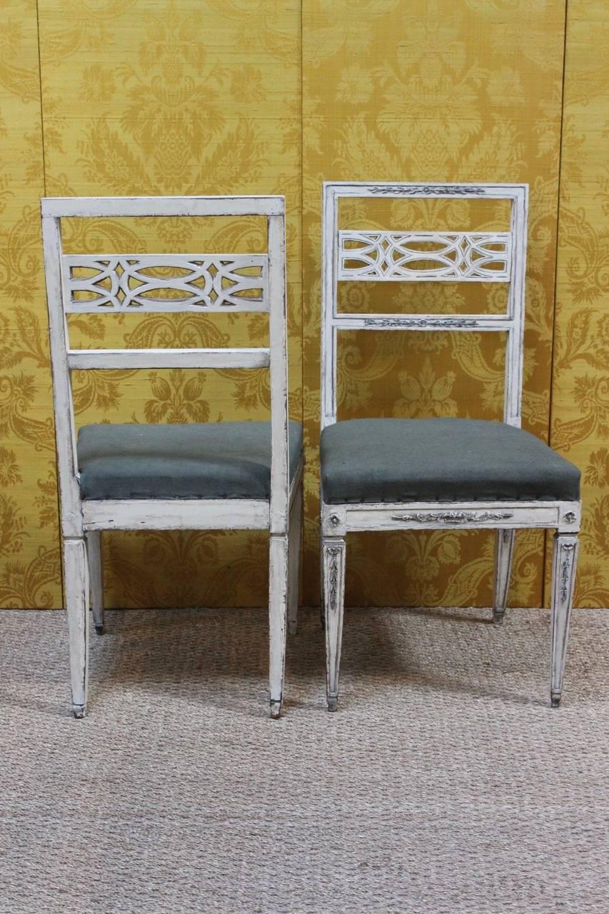 19th Century Fine Pair of Early C19th Neoclassical Painted Chairs