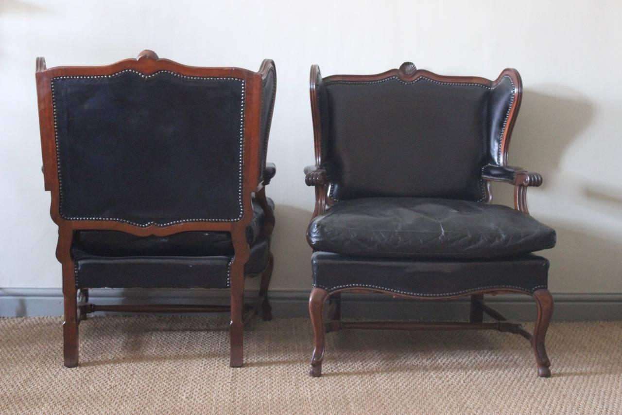 Comfortable Pair of 1930s French Library Armchairs 1