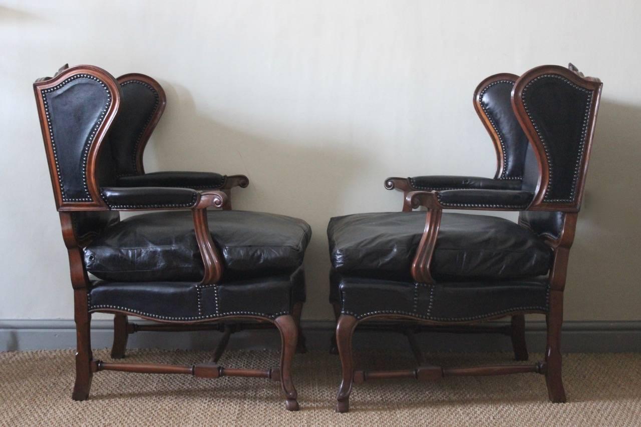 20th Century Comfortable Pair of 1930s French Library Armchairs