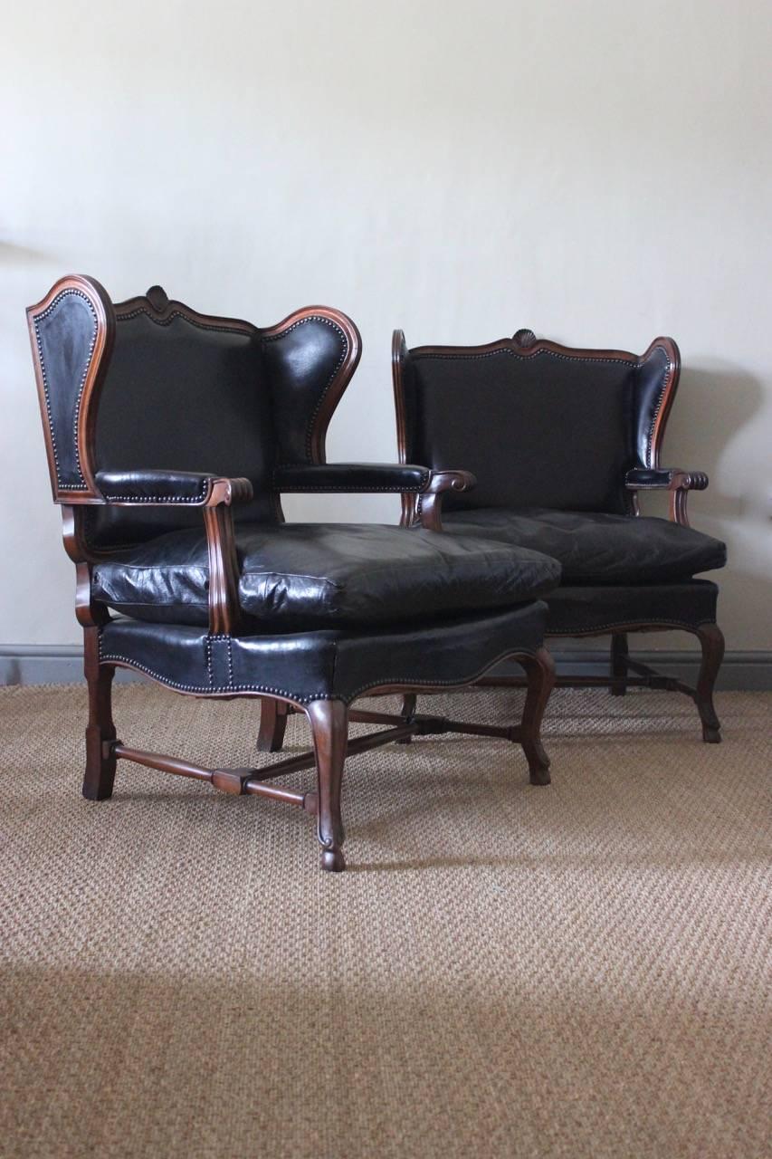 Comfortable Pair of 1930s French Library Armchairs In Excellent Condition In Gloucestershire, GB