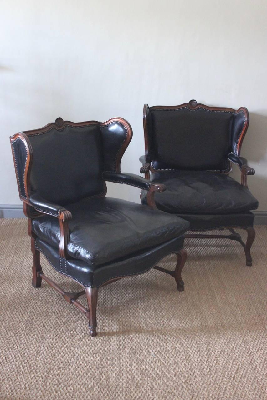 Comfortable Pair of 1930s French Library Armchairs 3