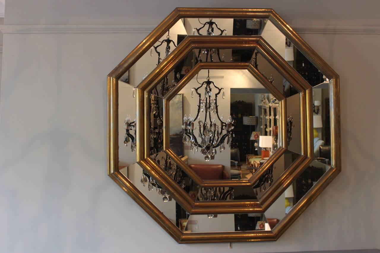 Mid-Century Modern Stylish 1970s Brass Mirror by Dubarry