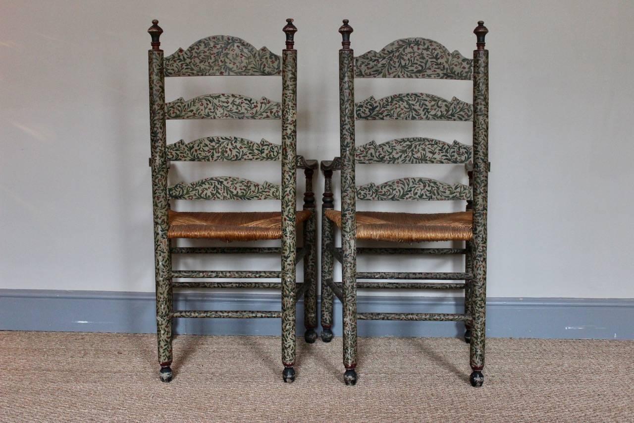 Decorative Pair of 19th Century Dutch Painted Armchairs 4