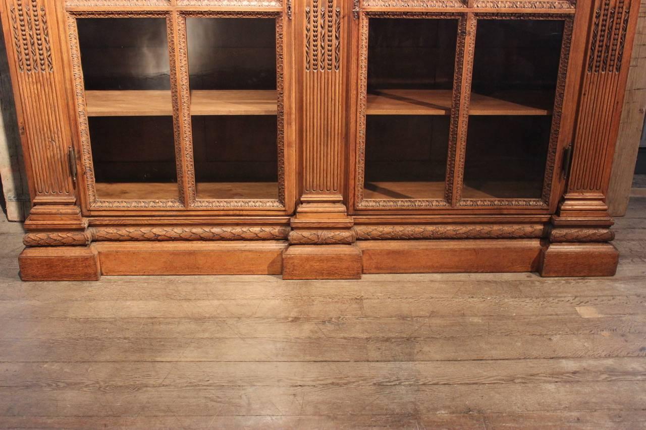 Georgian Impressive 19th Century French Carved Oak Bookcase