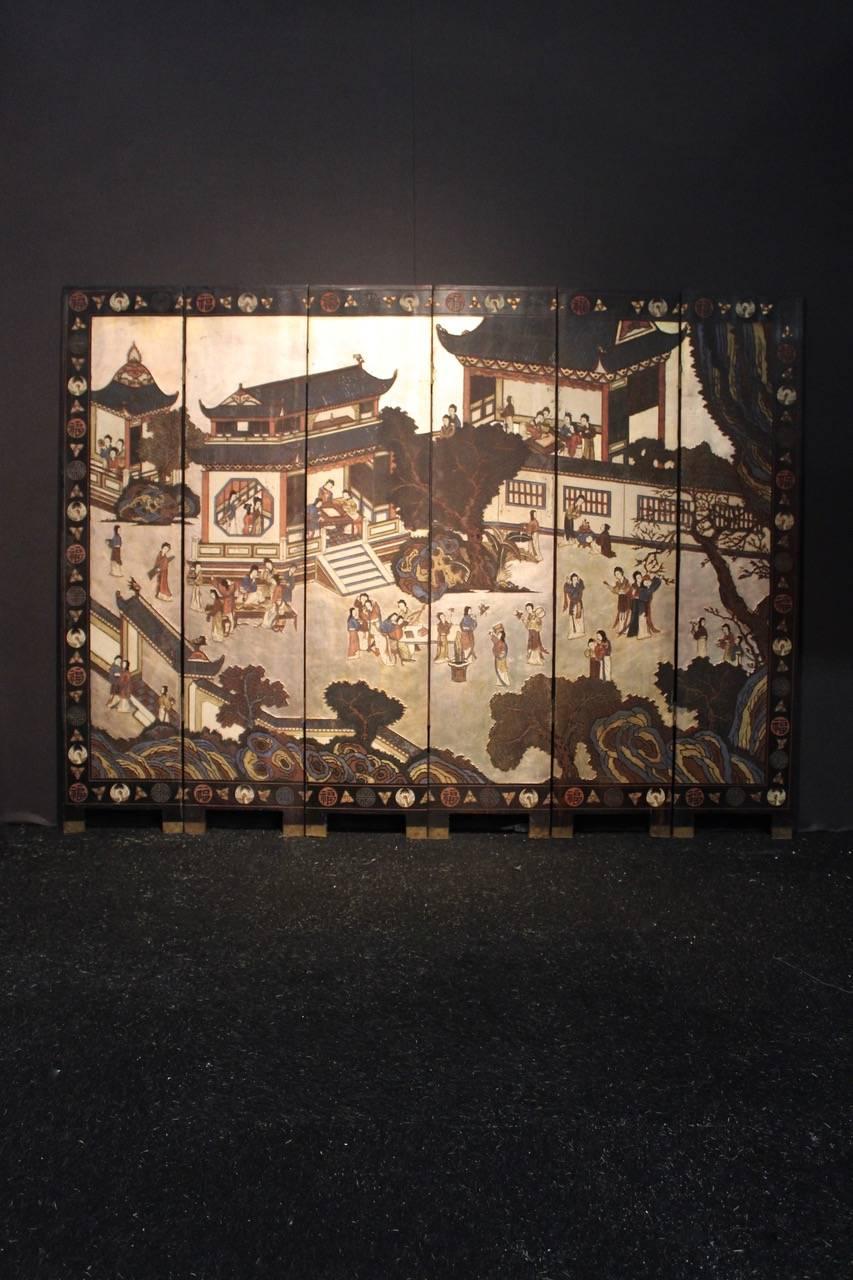 Large 19th Century Meiji Period Folding Screen 2
