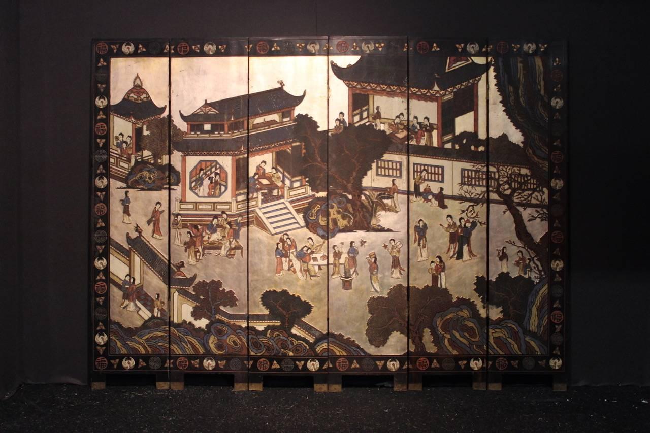 Large 19th Century Meiji Period Folding Screen 1
