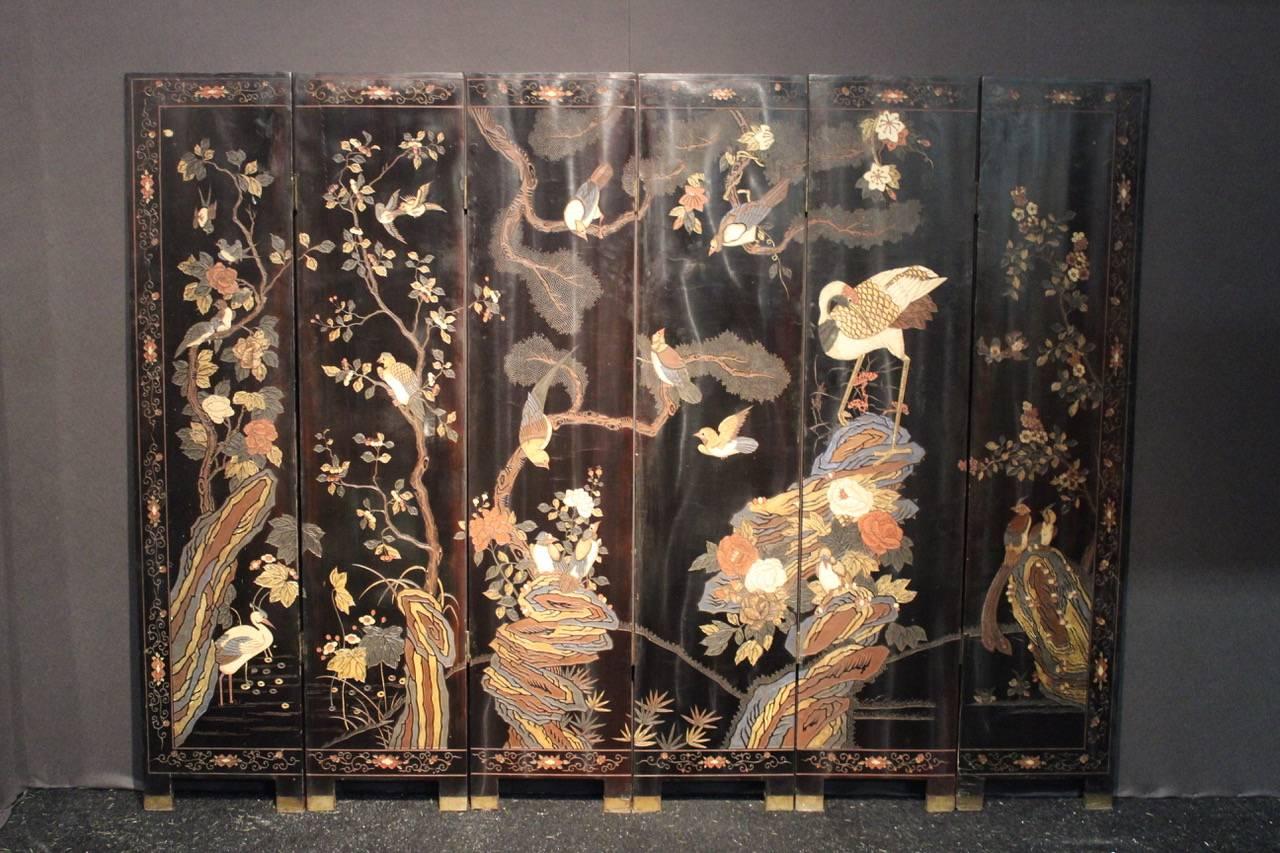 Large 19th Century Meiji Period Folding Screen 4