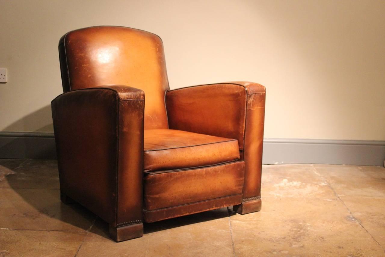 Circa 1930s Single Leather Armchair In Good Condition In Gloucestershire, GB