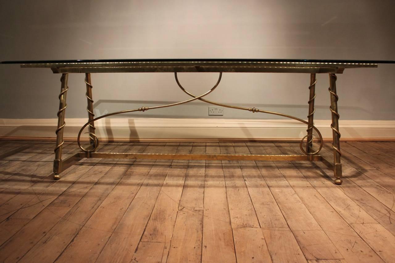 Mid-20th Century 1940s French Dining Table in Brass For Sale