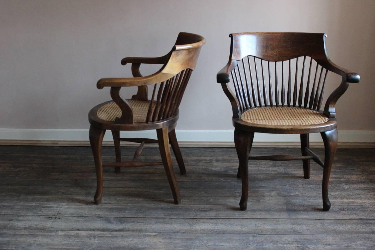 Pair of English Desk Chairs by Schoolbred & Co In Good Condition In Gloucestershire, GB