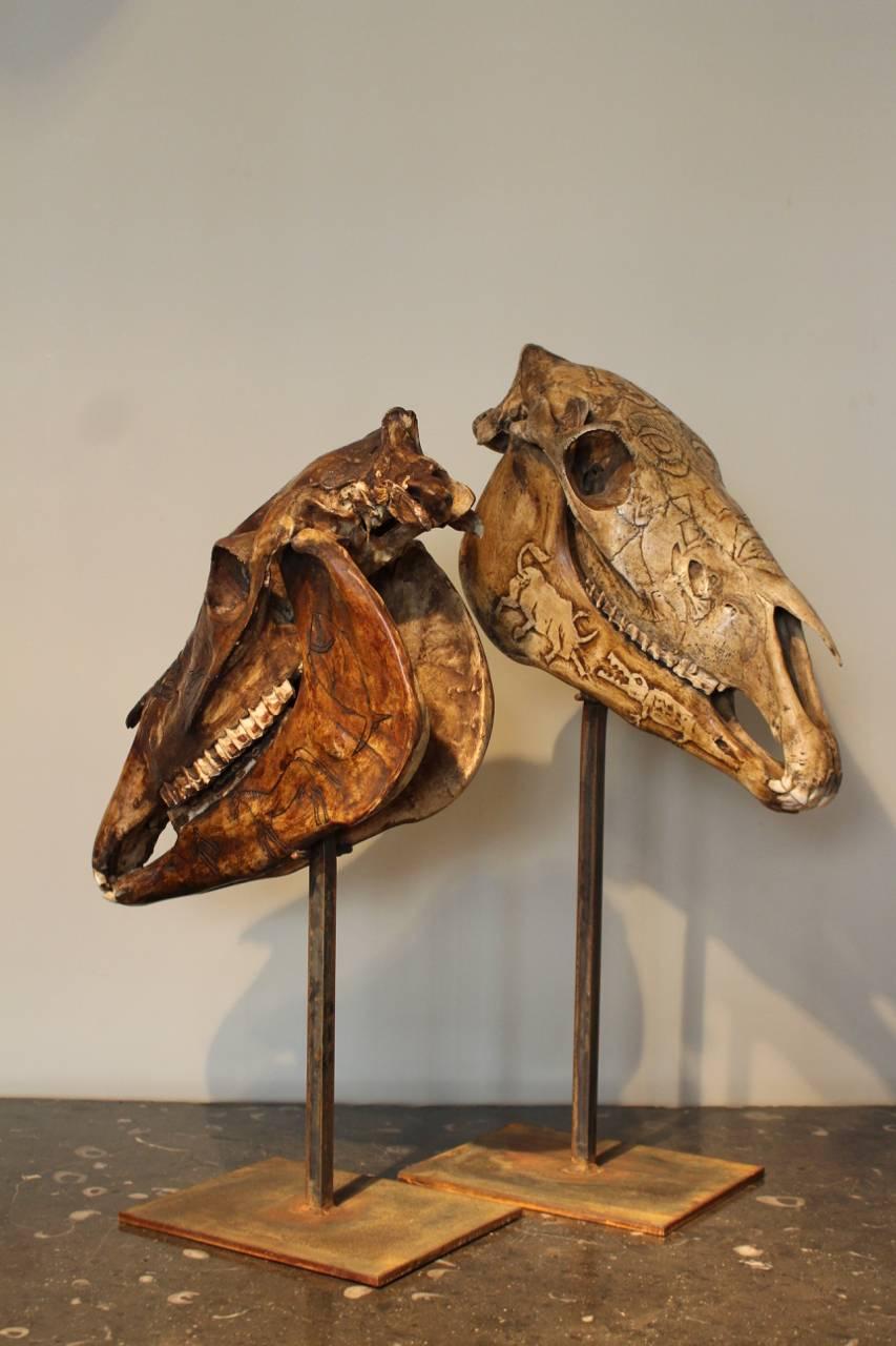 carved horse skull