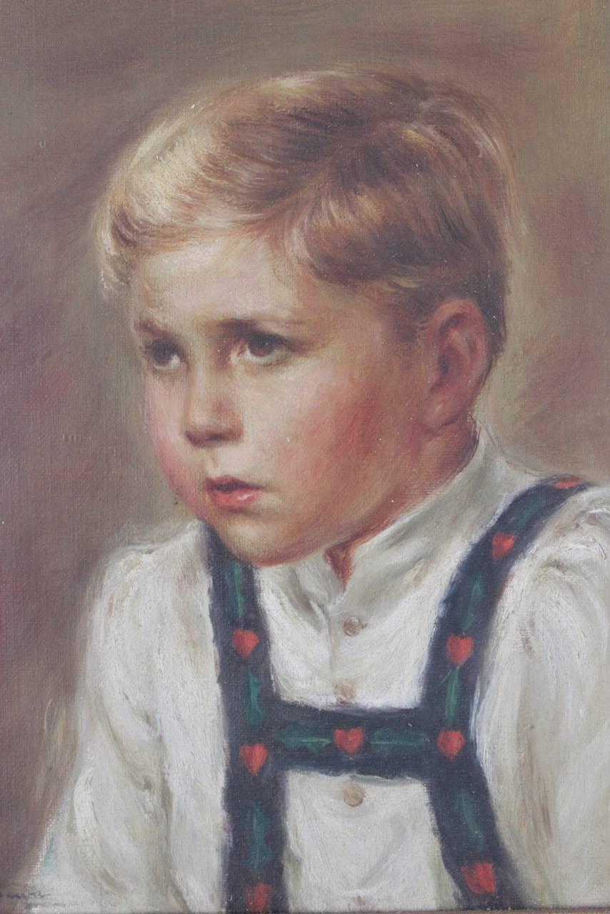 20th Century Oil on Canvas Portrait of a Child For Sale 1