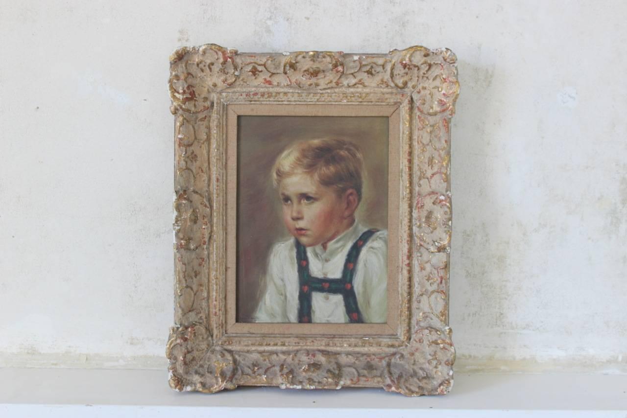 20th Century Oil on Canvas Portrait of a Child For Sale 3