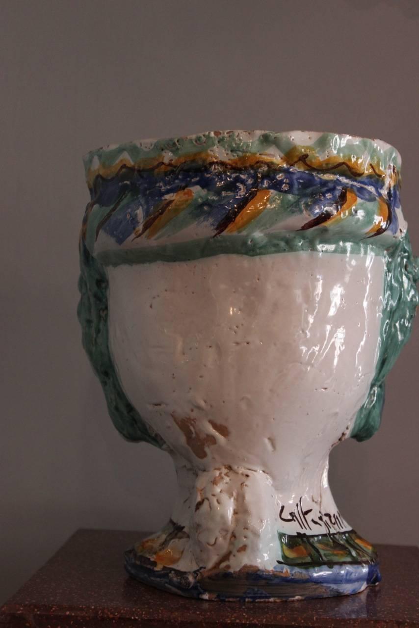 Early 20th Century Testa di Moro Ceramic Vase In Good Condition In Gloucestershire, GB