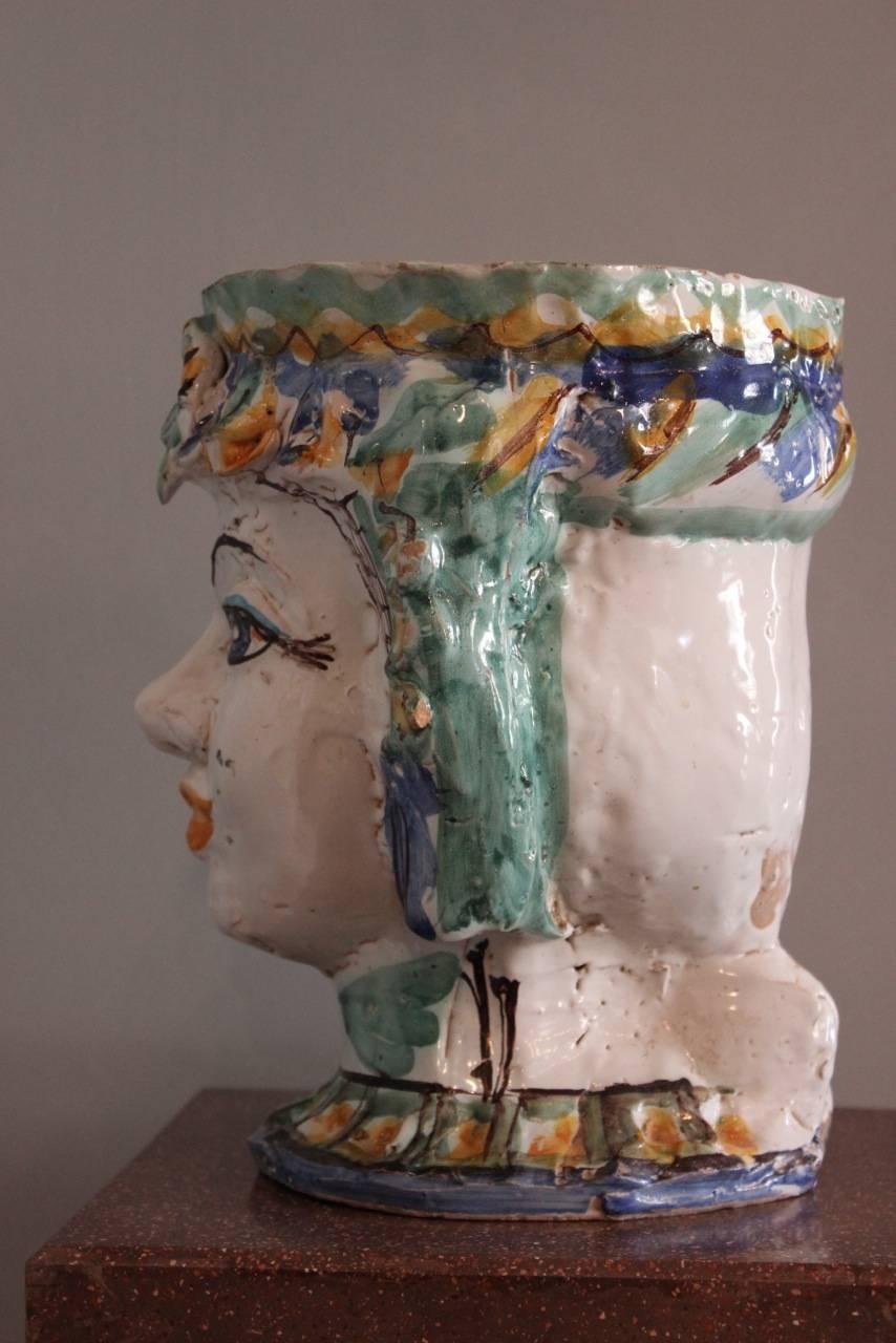 Early 20th Century Testa di Moro Ceramic Vase 1