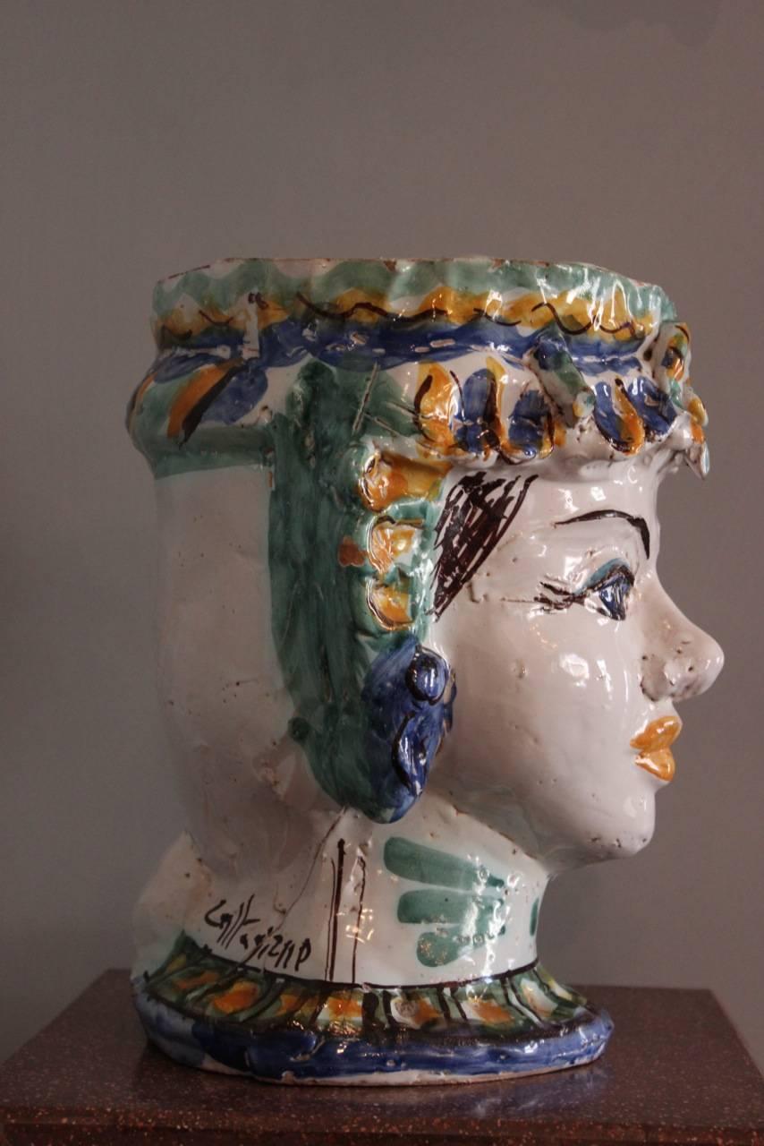 Early 20th Century Testa di Moro Ceramic Vase 2