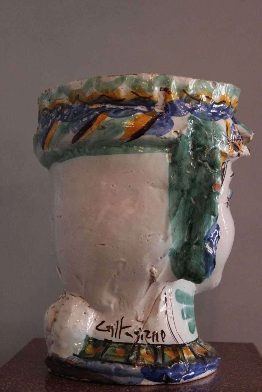 Early 20th Century Testa di Moro Ceramic Vase 3