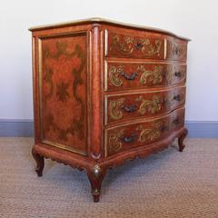 1950s Spanish Red Lacquer Commode