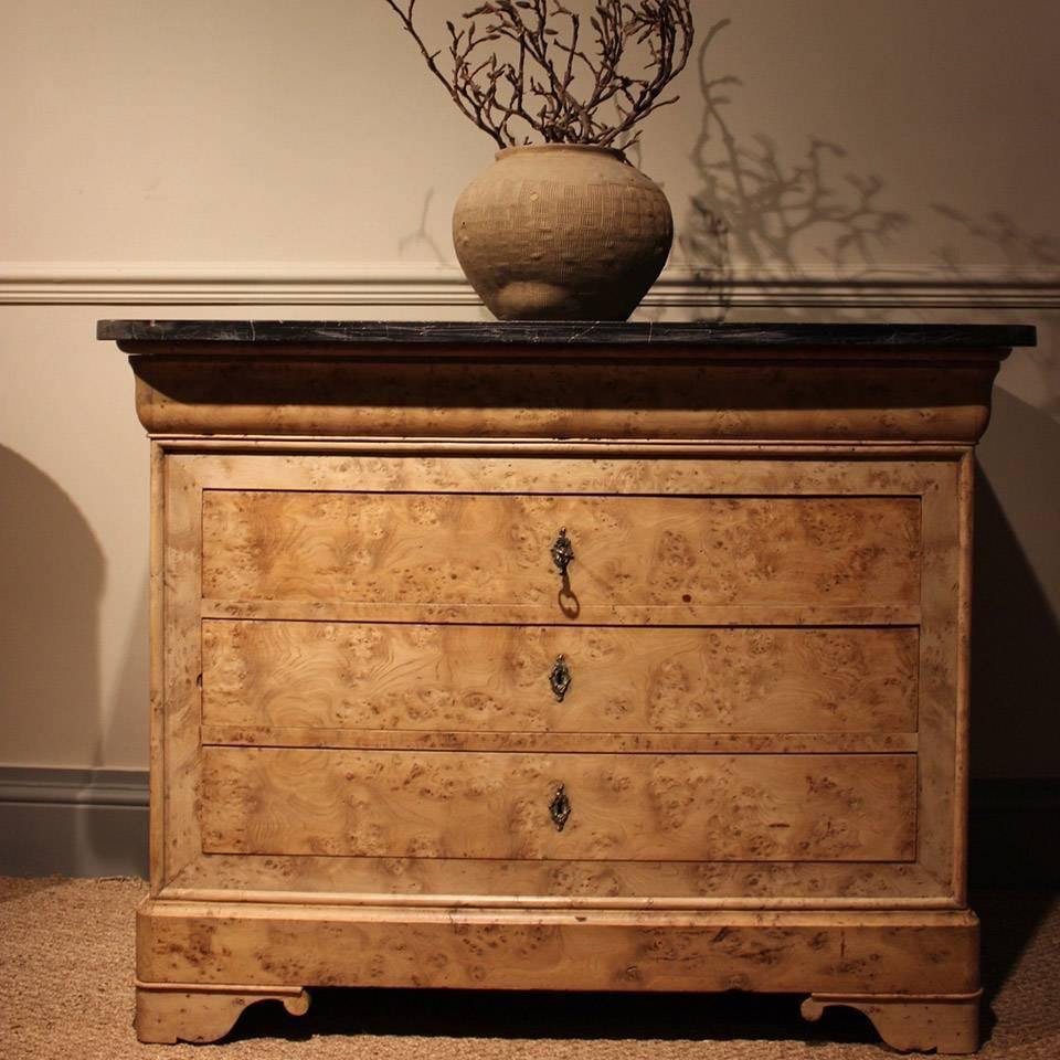 Wood 19th Century Bleached Burr Elm French Commode