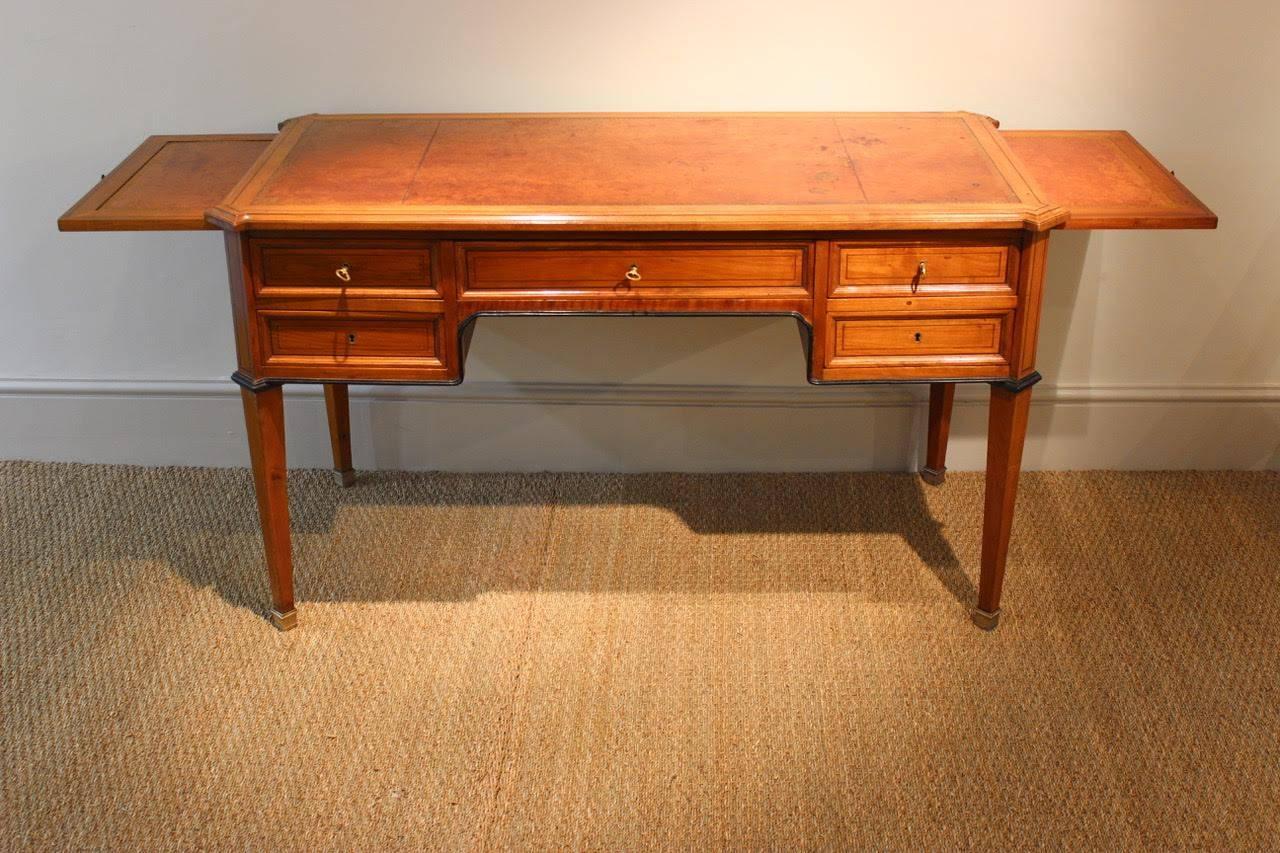 Late 19th Century French Cherrywood Desk with Ebony Inlay 2