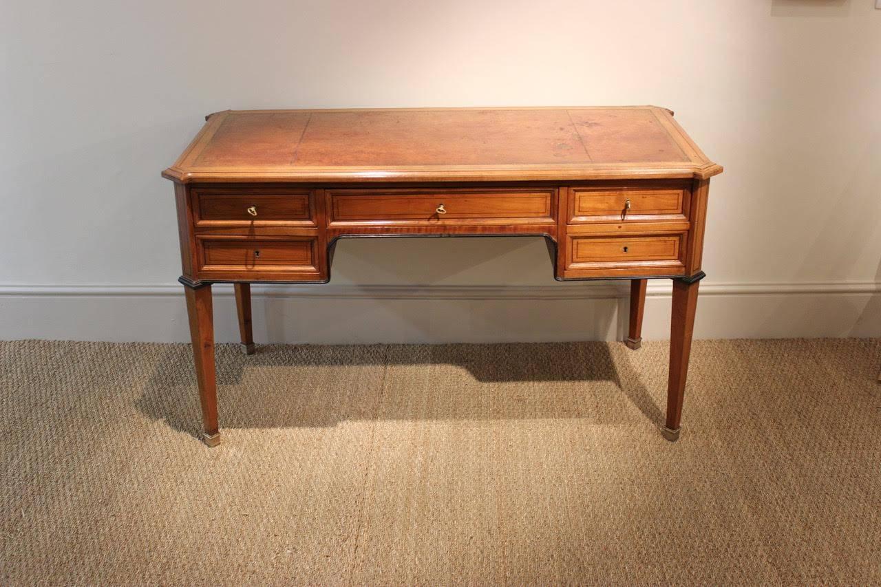Late 19th Century French Cherrywood Desk with Ebony Inlay 3