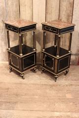 Pair of Napoleon III Ebonized Bedside Tables