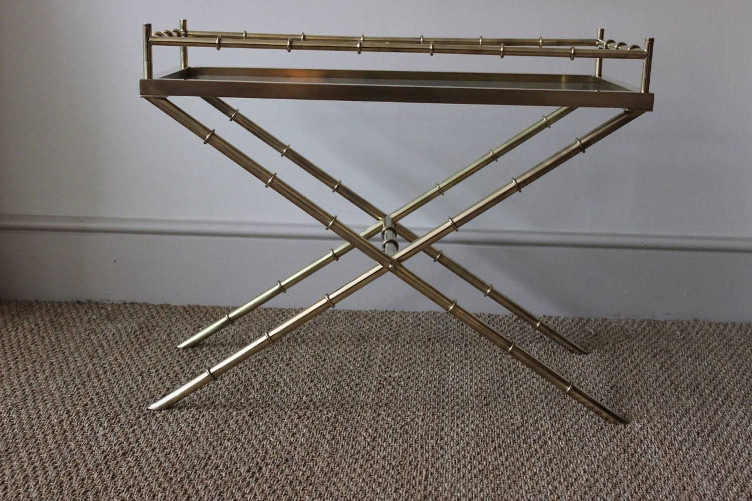 Modern French 1970s Brass Occasional Table