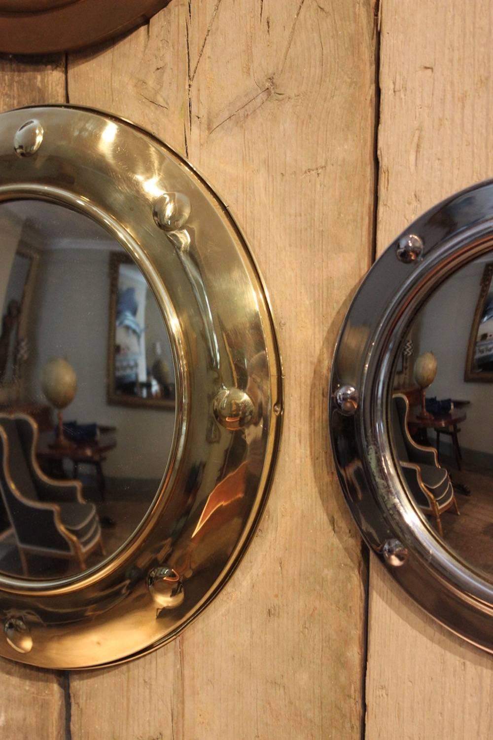 Collection of 12 1930s English Brass Porthole Mirrors In Good Condition In Gloucestershire, GB