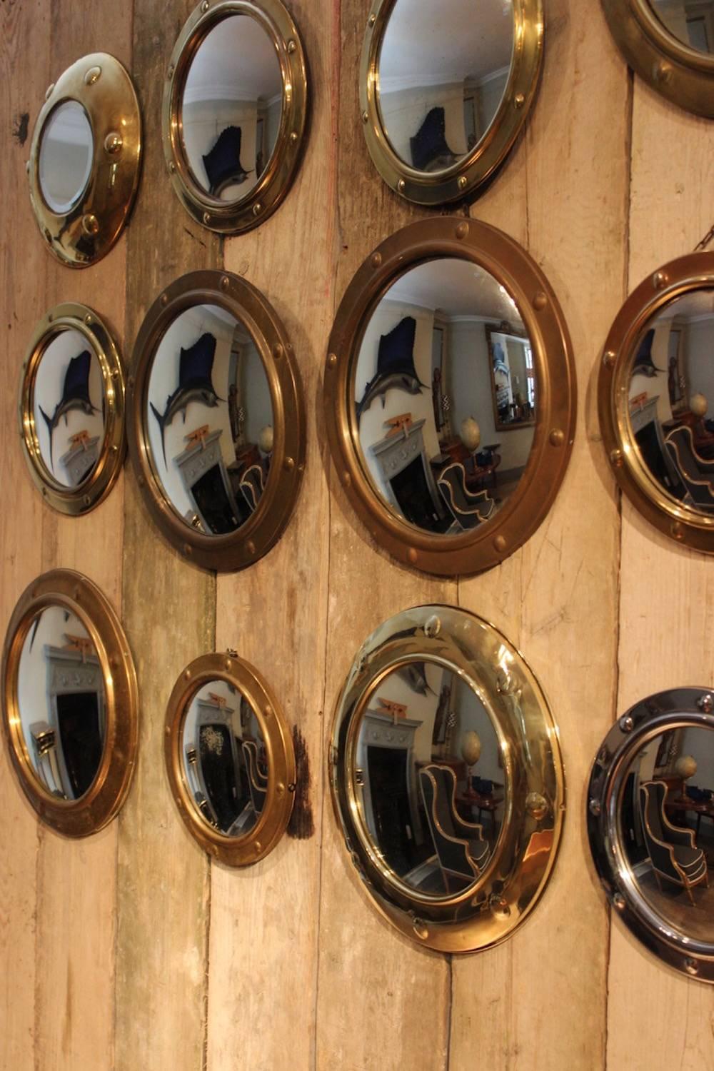 Collection of 12 1930s English Brass Porthole Mirrors 2