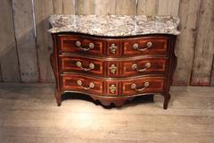 Early Louis XV Walnut, Kingwood and Brass-Mounted Parquetry Commode