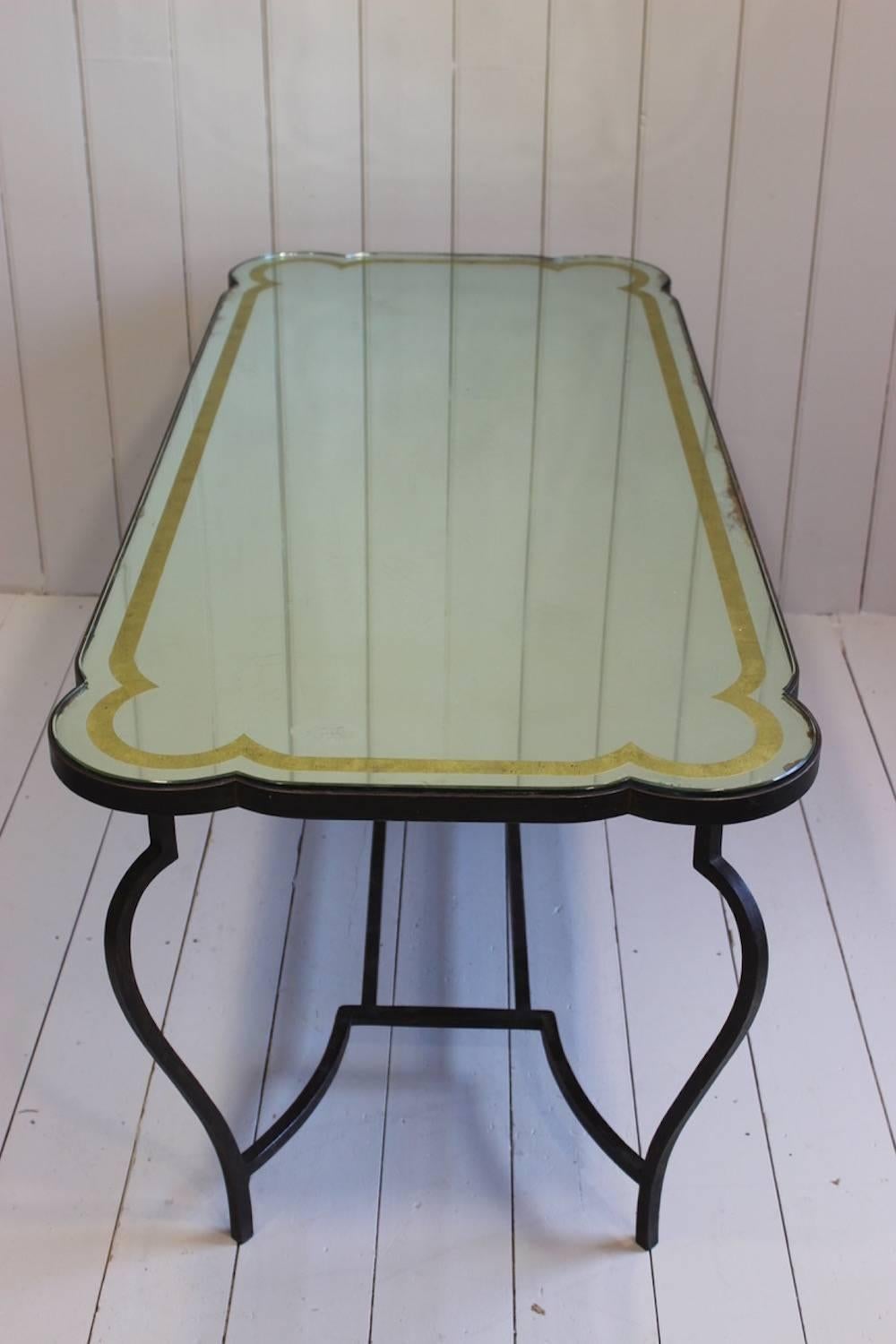1940s French Wrought Iron and Verre Églomisé Dining Table In Good Condition In Gloucestershire, GB