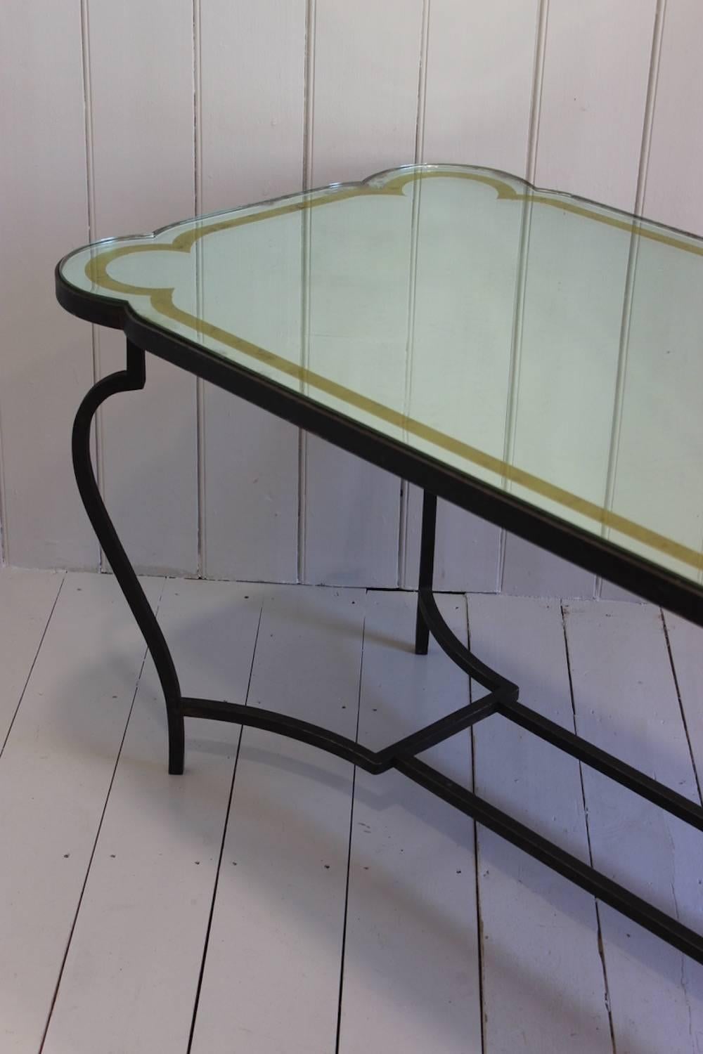 20th Century 1940s French Wrought Iron and Verre Églomisé Dining Table