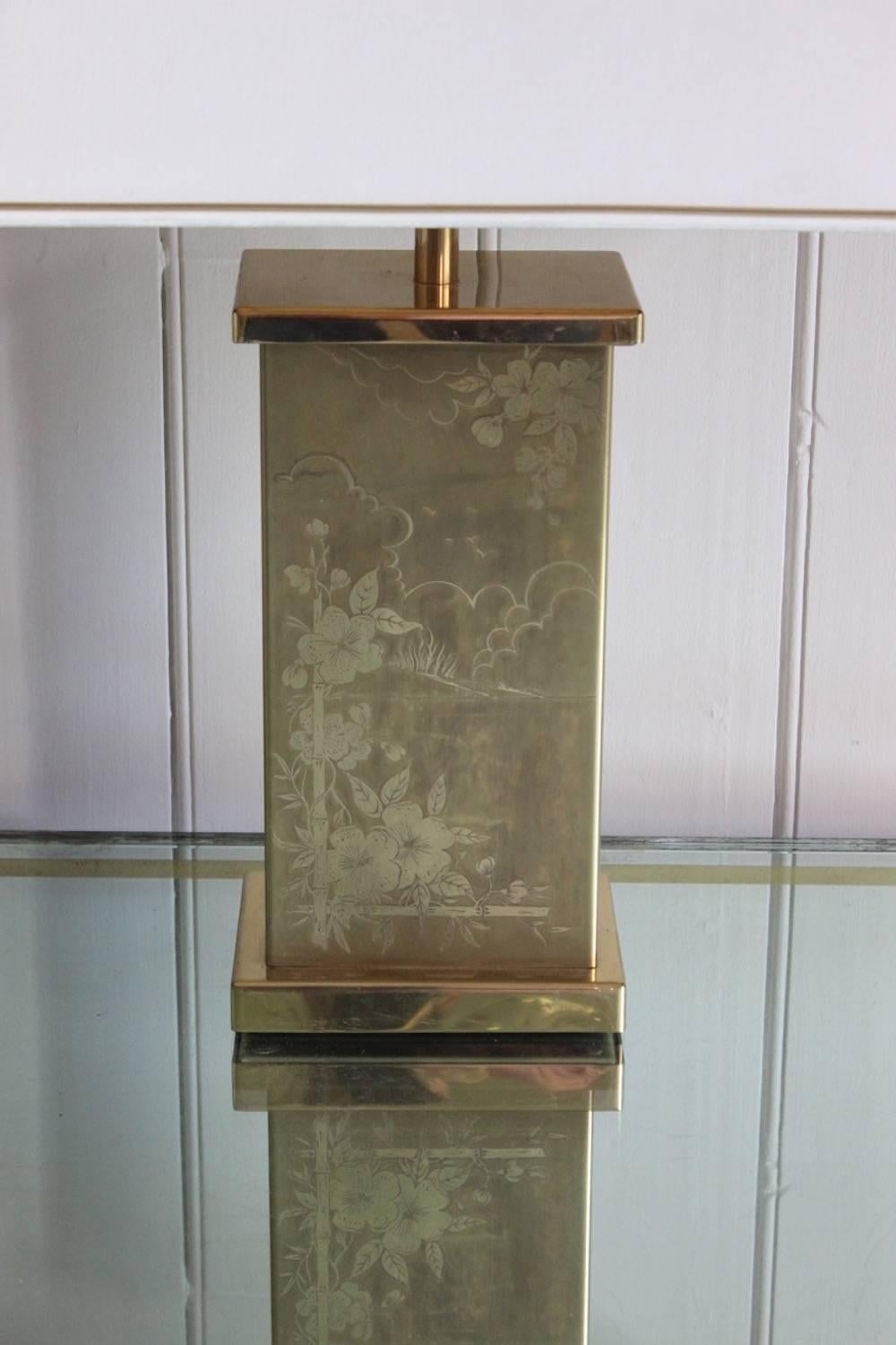 20th Century 1970s Pair of French Chinoiserie Brass Table Lamps