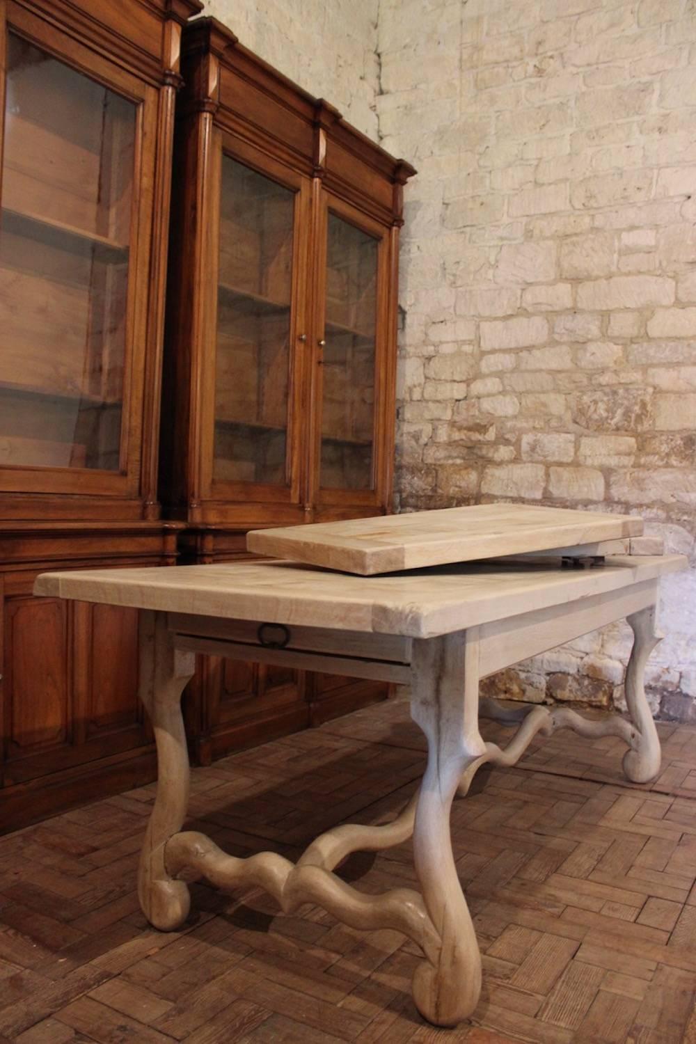 19th Century French Bleached Oak Dining Table 2