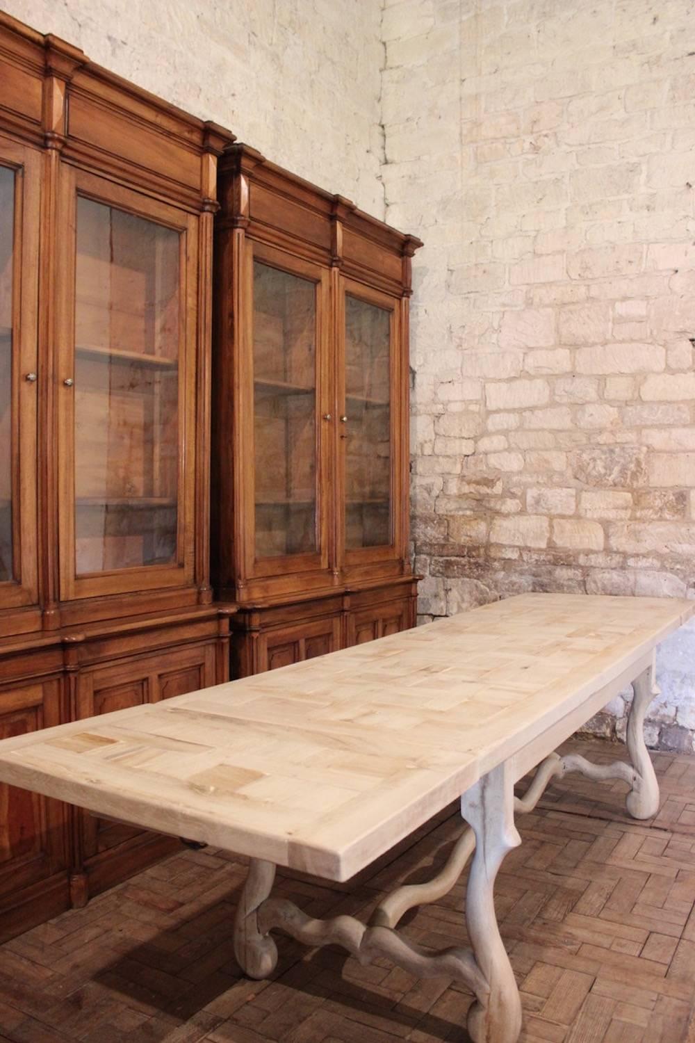 19th Century French Bleached Oak Dining Table 3