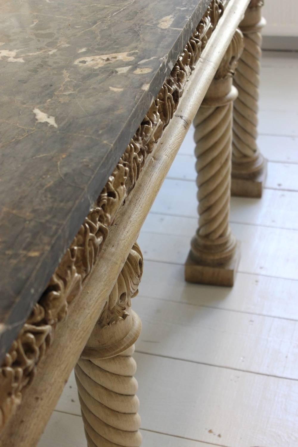 Marble 19th Century Bleached Oak Console Table