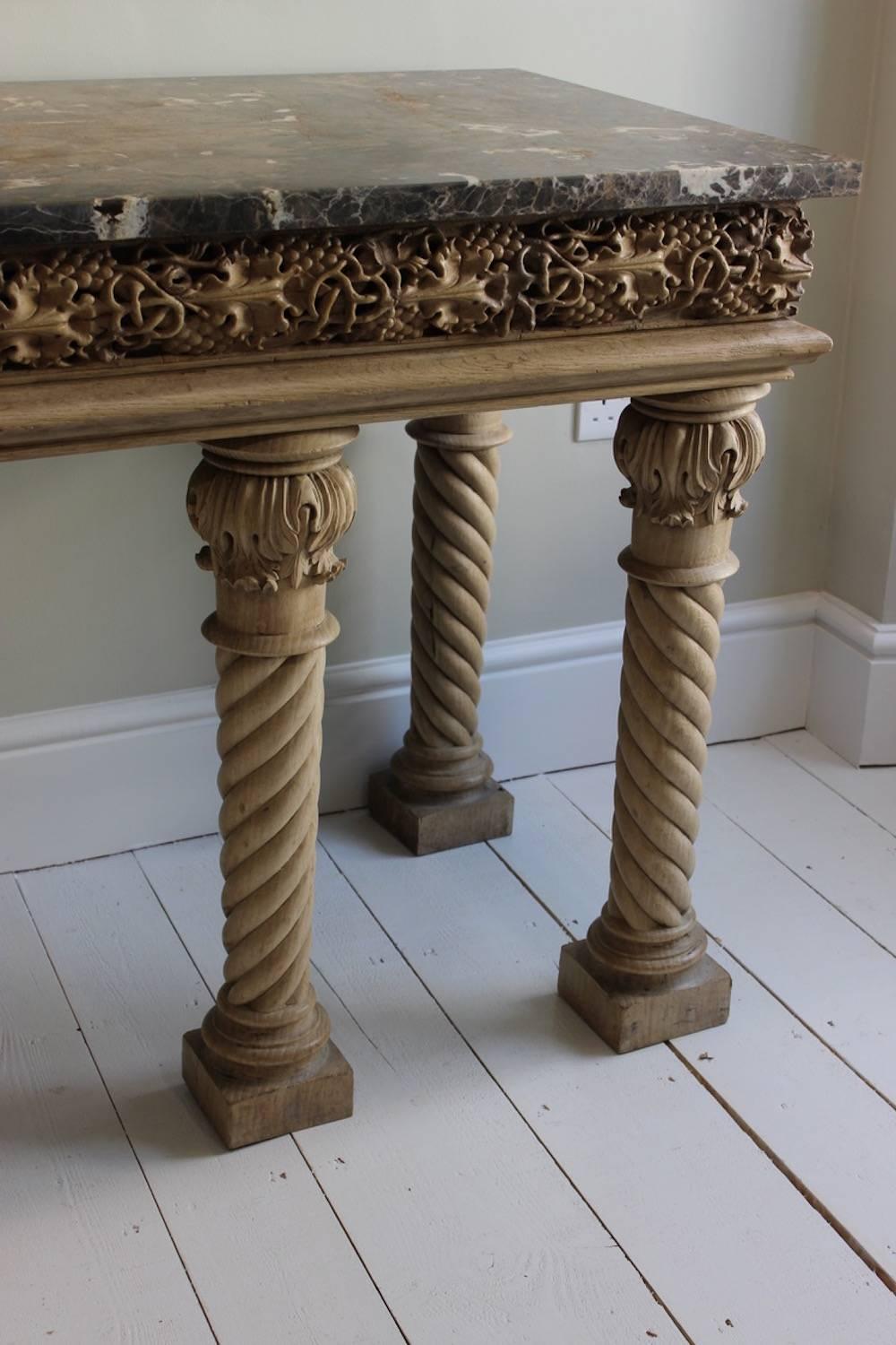 19th Century Bleached Oak Console Table 2