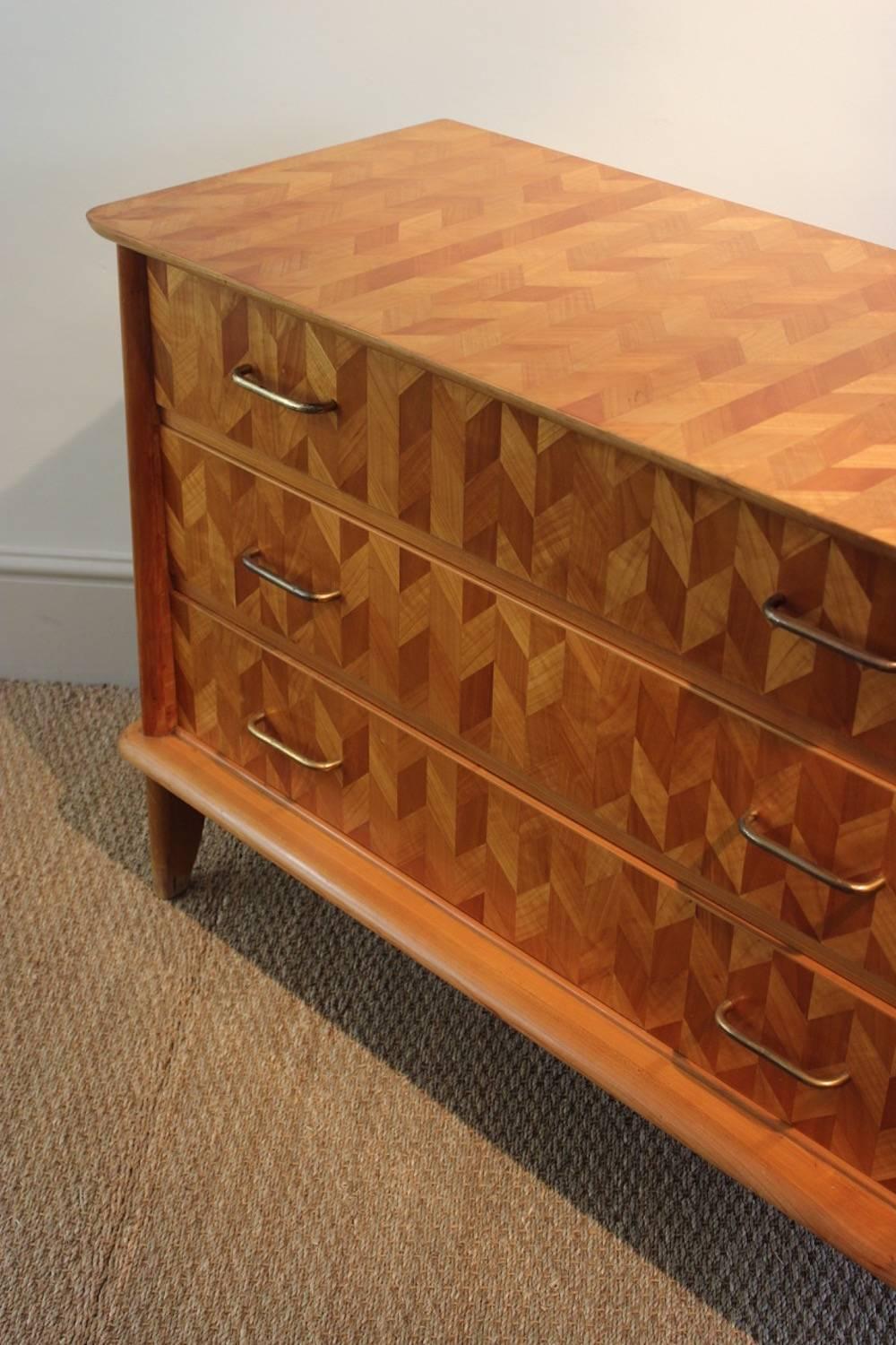 Mid-20th Century 1950s French Parquetry Commode