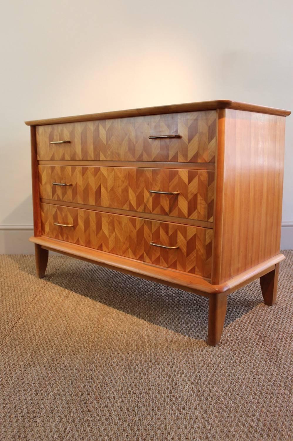 1950s French Parquetry Commode 1