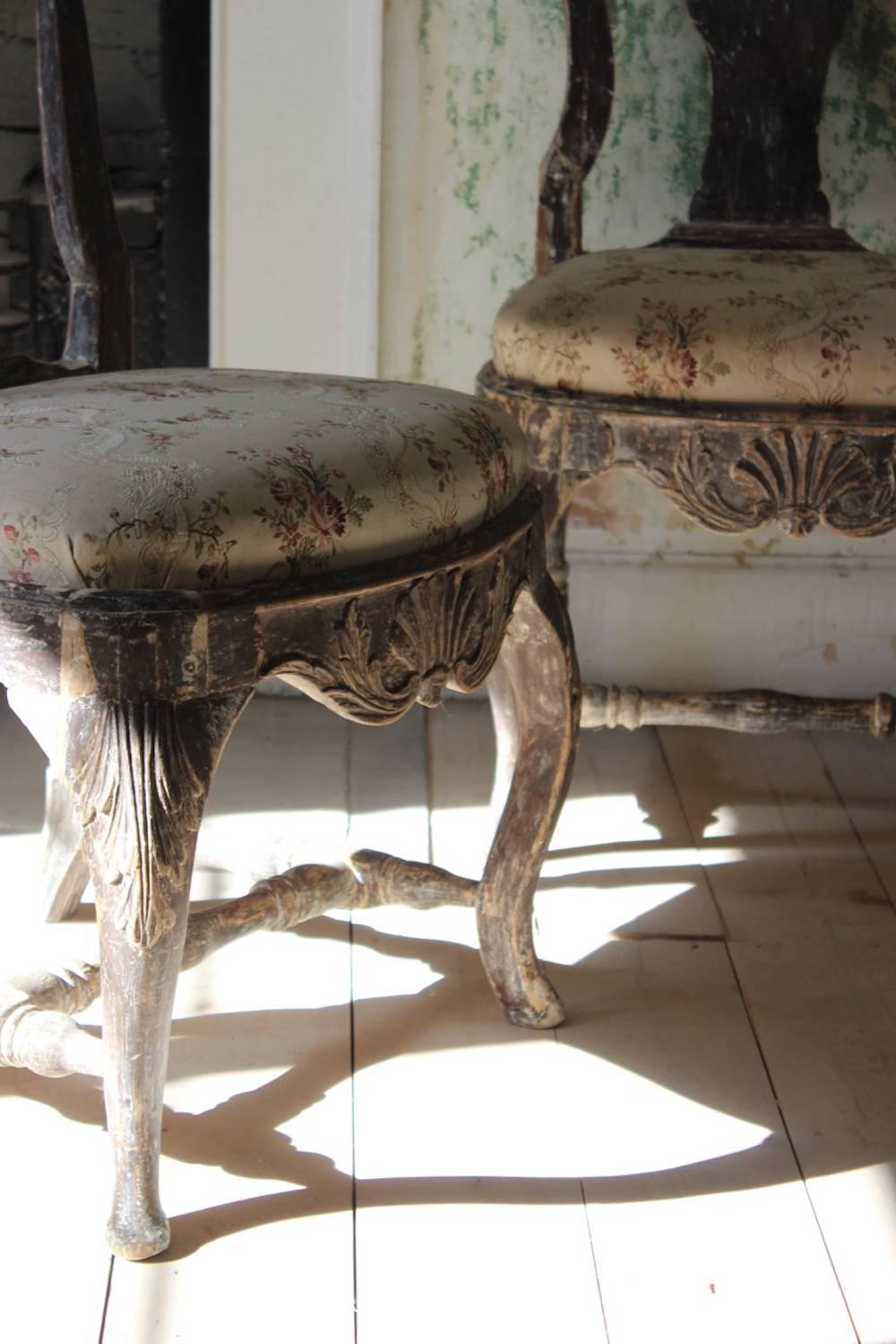 Pair of 18th Century, Swedish Side Chairs 2