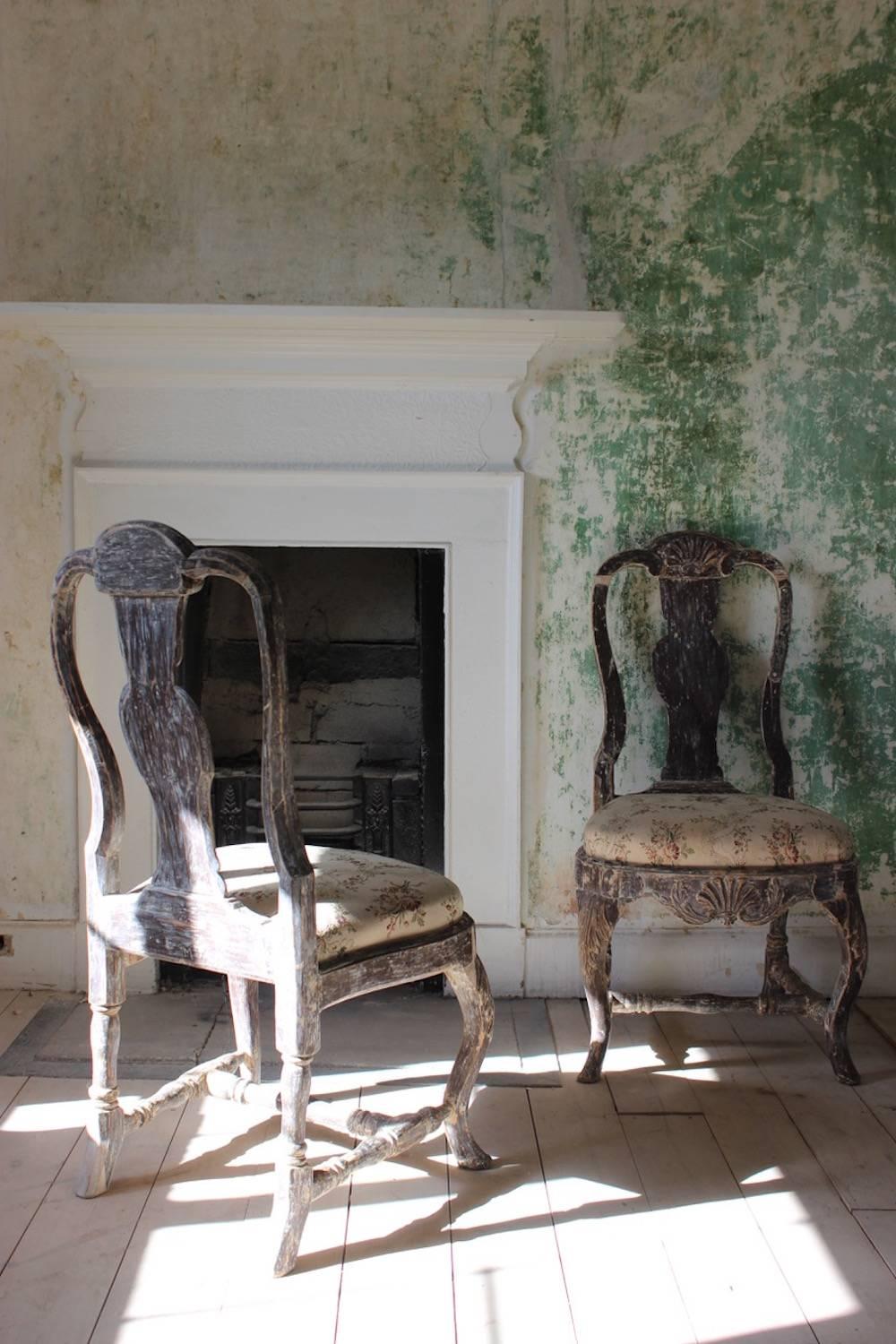 Pair of 18th Century, Swedish Side Chairs 3