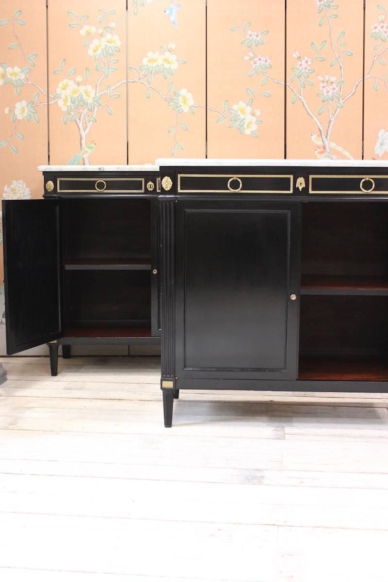 Pair of French Early 20th Century Ebonized Side Cabinets 3
